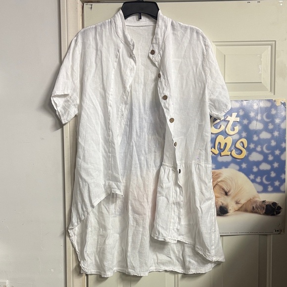 White Button-Up Short Sleeve Shirt Unbranded - Picture 1 of 5